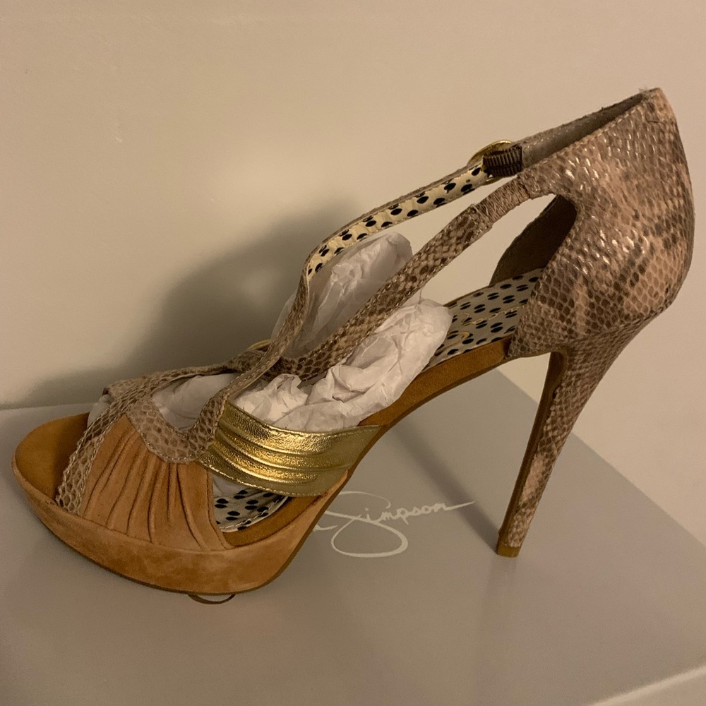 New Jessica Simpson Brouge Pastel Green Combo Peep Toe High Heals Multiple Sizes